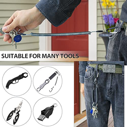 Fishing Lanyard Heavy Duty Retractable Coiled Tether with Carabiner for Pliers, Boating, Tools - color: 12pcs+multicolor