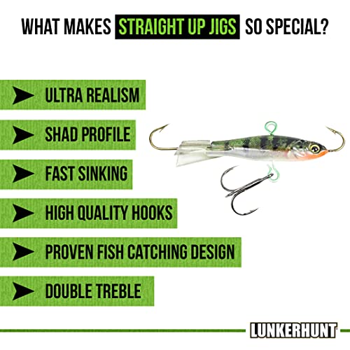Lunkerhunt Straight Up Jigs for Bass Fishing | Ice Water Fishing Bait | Fast Sinking with Ultra-Sharp Hooks