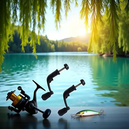 2Pcs Black Universal Plastic Power Handle Fishing Reels Crank Rock Arm Spinning Wheel Grasp