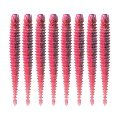 6th Sense – Boosa Ned 3.3 – Finesse Ned Worm – Bass Fishing – Ribbed Body Shimmy Tail – Divine Ned Jig Heads - Made in the USA - color: Plum Dawn