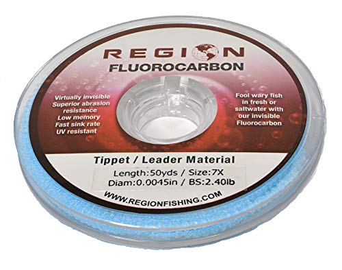 50YD Fluorocarbon Fly Fishing Tippet - Ultra Clear - Abrasion Resistant - 7X 6X 5X 4X 3X 2X 1X 0X - size: 7X