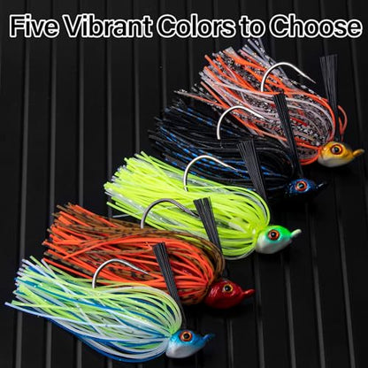 Dr.Fish 2 Pack Swim Jigs Weedless Bass Fishing Jigs Hook Lures with Reinforced Weed Guard Fish Head Swimbait Silicone Skirt Pike Walleye Muskie Freshwater Lures - color: Hot Craw, size: 1/2oz