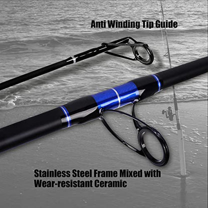 Fiblink Surf Spinning Fishing Rod Carbon Travel Surf Rod 2 Piece/3 Piece/4 Piece Spinning Fishing Rod 9'/10'/11'/12'/15' - style: 2pc 10ft---spinning