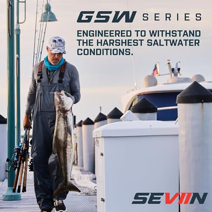 SEVIIN GSW Saltwater Spinning Reel - Engineered for Ultimate Durability, Corrosion Resistance & Dependability in Harsh Saltwater Conditions, Smooth Operation & Elite Performance - style: 4000 W/ 6.0:1 Gear Ratio