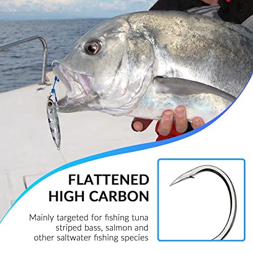 THKFISH Fishing Assist Hooks Saltwater Dancing Stinger Jigging Hooks Double Assist Replacement Fishing Hooks for Slow Pitch Jigs Vertical Jigging Lures 5pcs/15pcs/20pcs - color: red, size: #3/0-5pcs