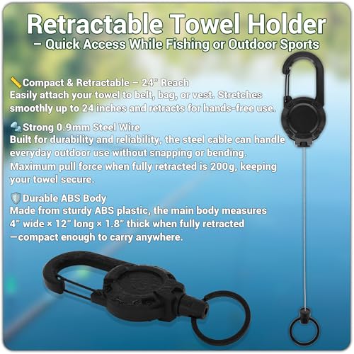 mayoken® 9 Pack Blue Fishing Towels with Clips & Zinger Retractors, Quick-Dry Absorbent Microfiber Bait Towels for Fishing, Boating, Kayaking, Camping & Hiking - color: 9pcs-blue