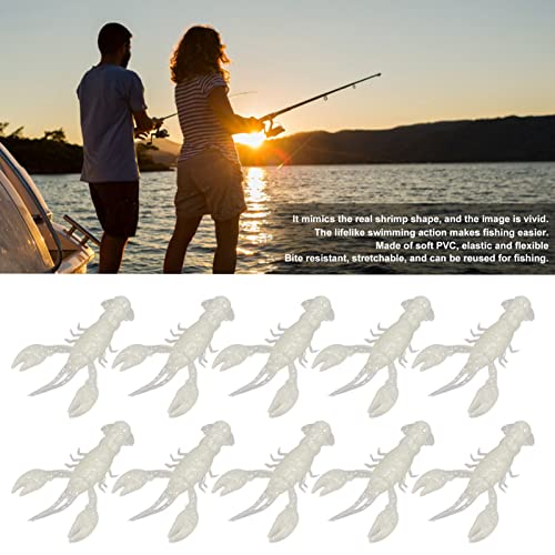 Flexible PVC Soft Fishing Lure Crawdad Baits, Set of 10 Portable Shrimp Lures, Reusable Elastic Bait for Outdoor Fishing Enthusiasts - color: Luminous
