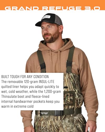 FROGG TOGGS Men's Grand Refuge 3.0 Waterproof Bootfoot Wader for Hunting with Removable Insulation Liner - color: Realtree Max-7, size: 9