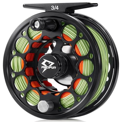 Piscifun Sword Fly Fishing Reel, CNC-Machined Aluminum Alloy Fly Reel - size: 3/4wt, style: Black-with Line