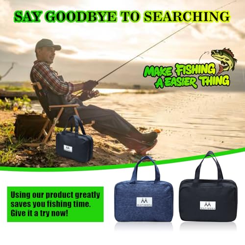 Fishing Handheld Tackle Storage Bag with Flip-Open Design, Dry-Wet Separation, Bonus 2 Storage Cases with Sponge Slots & Removable Dividers for Saltwater & Freshwater - color: Plus-Black with Two Boxes