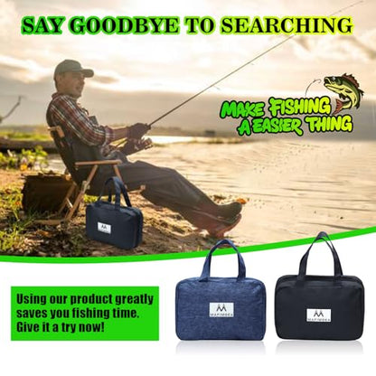 Fishing Handheld Tackle Storage Bag with Flip-Open Design, Dry-Wet Separation, Bonus 2 Storage Cases with Sponge Slots & Removable Dividers for Saltwater & Freshwater - color: Plus-Black with Two Boxes