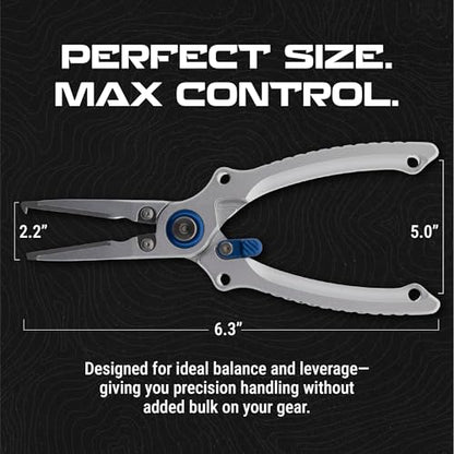 Reaction Tackle Aluminum Fishing Pliers with Tungsten Carbide Cutters, Braid Cutter, Hook Remover and Crimper, Saltwater Corrosion Resistant with Sheath and Lanyard - size: Split Ring