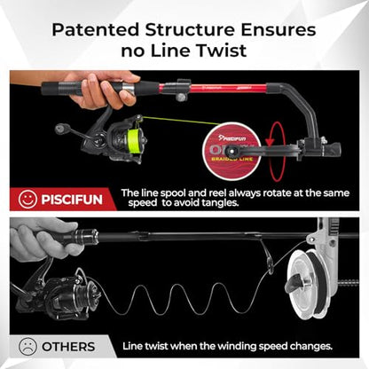Piscifun Speed X Fishing Line Spool No Twist Adjustable Handle for Reels | Aluminium handle, Fits spinning/bait/spincast reels, Prevents line twists, Smooth unwinding for easy spooling