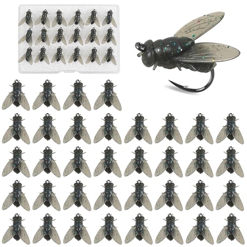 Bionic Fly Fishing Baits, Fly Fishing Flies Kit Trout Jigs Swimbaits Dry Flies Bionic Fishing Lures Fly Fishing Hook for Bass Panfish Trout - style: Black-18pcs