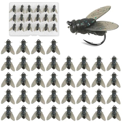 Bionic Fly Fishing Baits, Fly Fishing Flies Kit Trout Jigs Swimbaits Dry Flies Bionic Fishing Lures Fly Fishing Hook for Bass Panfish Trout - style: Black-18pcs