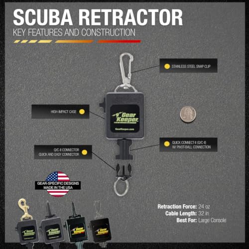 Gear Keeper Scuba Retractable Lanyard for Dive Console & Depth Gauge - Keeps Scuba Gear Secure & Accessible - Made in USA - size: Waist Mount (Locking), style: Stainless Steel Snap Clip