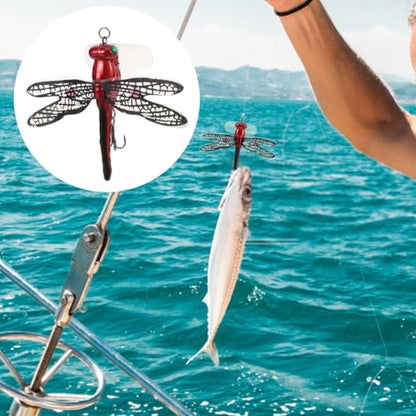MAGICLULU 1pc Dragonfly Fishing Lure, Topwater Floating Imitation Bait for Bass and Trout, Realistic Dragonfly-Shaped Popper with Hooks, Freshwater Crankbait for Surface Angling
