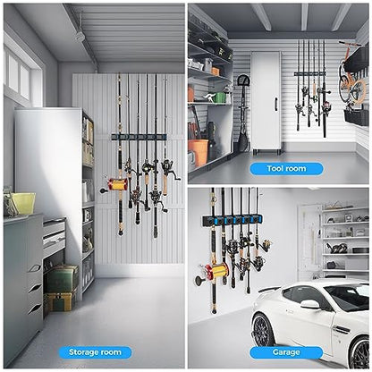 PLUSINNO Fishing Gifts for Men - V6 Vertical Fishing Rod/Pole Holders, Support Extra Large & Heavy Fishing Rod Combos, Fishing Rod Holders for Garage, Wall Mounted Fishing Rod Rack Storage - style: Upgraded 2pack (Support Heavy rod combos)