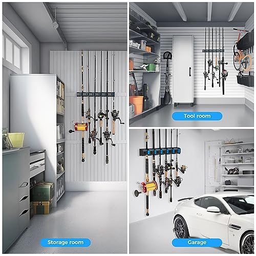 PLUSINNO Fishing Gifts for Men - V6 Vertical Fishing Rod/Pole Holders, Support Extra Large & Heavy Fishing Rod Combos, Fishing Rod Holders for Garage, Wall Mounted Fishing Rod Rack Storage - style: Upgraded 4pack (Support Heavy rod combos)