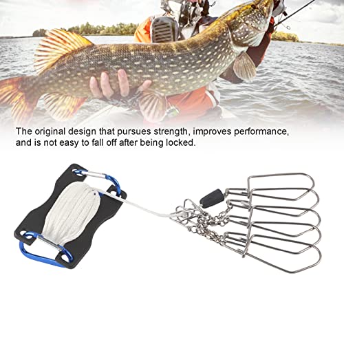 Live Fish Lock, Stainless Steel Buckle, 8m Wear Resistant Nylon Rope, Professional Gear Accessories for Big Catch, Quick Release Stringer for Kayak Fishing Gear - color: Black