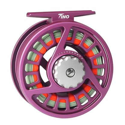 Maxcatch Tino Fly Fishing Reel, Large Arbor All Aluminum with CNC Cutting Trout Fly Reels, 3/4 5/6 7/8wt - color: Reel with Line Pre-loaded (Purple), size: 7/8wt