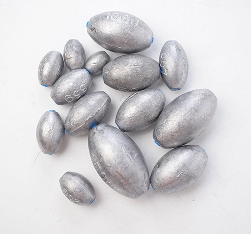 Pack of 1/2/5/10/20 Fishing Egg Weights 1/32oz-7oz Oval Shaped Slip Sinker Saltwater - size: 1/32oz 1g 20pcs