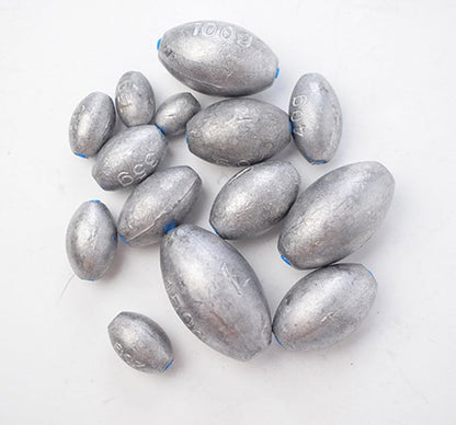 Pack of 1/2/5/10/20 Fishing Egg Weights 1/32oz-7oz Oval Shaped Slip Sinker Saltwater - size: 2oz 60g 3pcs