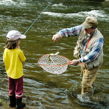 GarveeLife Fly Fishing Net Trout Net, Soft Mesh Fishing Net, Fish Landing Net with Safety Rope Lanyard, Lightweight Catch and Release Net for Trout, Bass