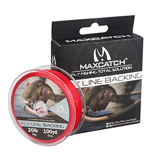M MAXIMUMCATCH Maxcatch Braided Fly Line Backing for Fly Fishing 20/30lb(White, Yellow, Orange, Black&White, Black&Yellow, Blue, Pink, Green, Purple) - color: Red, size: 20lb,100yards