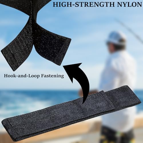 12760-7 Fishing Rod Holder Straps for Boat Deck, Black | Secures 5 Rods, 28.35-In Handle Strap, 18.5-In Tip Strap, Stainless Steel Hardware