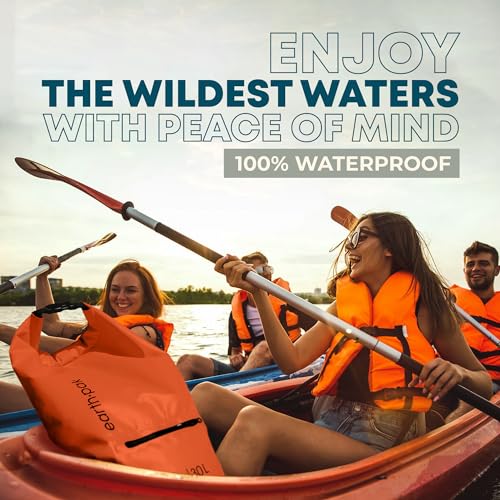 Earth Pak Waterproof Dry Bag with Zippered Pocket - Waterproof Dry Bag Backpack Keeps Gear Dry - color: Orange, size: 5L