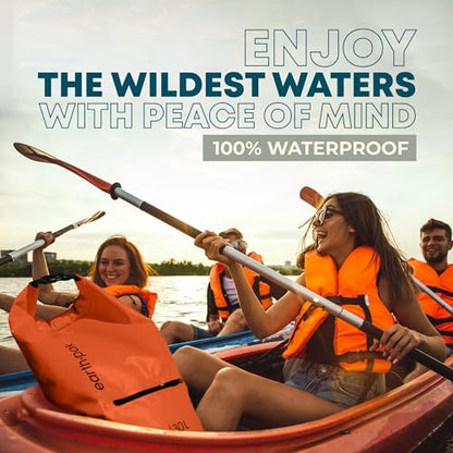 Earth Pak Waterproof Dry Bag with Zippered Pocket - Waterproof Dry Bag Backpack Keeps Gear Dry - color: Orange, size: 20L