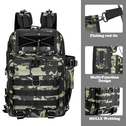Fishing Tackle Backpack, Portable Fishing Tackle Storage Bag, Multifuction Large-Capacity Sling Bag, Fishing Gear Bags, (Dark Night Camouflage) - color: A-Dark Night Camouflage
