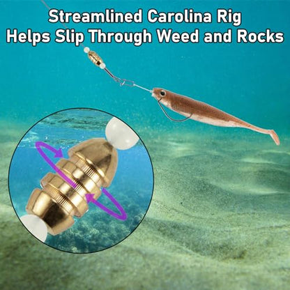 Dr.Fish 15 Pack Carolina Ready Rigs 10'' for Bass Fishing, Freshwater Fishing Wire Leader Line Pre-Rigged Bullet Sinker Swivels - color: Brass Weights, size: 1/4oz-15 Pack
