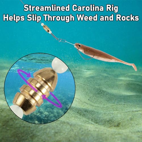Dr.Fish 15 Pack Carolina Ready Rigs 10'' for Bass Fishing, Freshwater Fishing Wire Leader Line Pre-Rigged Bullet Sinker Swivels - color: Brass Weights, size: 3/8oz-15 Pack