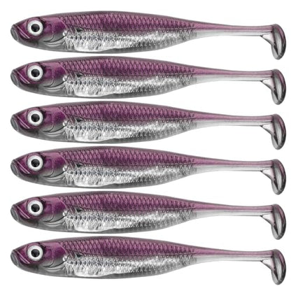 QualyQualy Soft Plastic Swimbait Paddle Tail Shad Lure Soft Bass Shad Bait Minnow Paddle Tail Swim Bait for Bass Trout Walleye Crappie - 2.75in, 3.14in, 3.94in, 5in - color: 3#, size: 2.75in - 6Pcs
