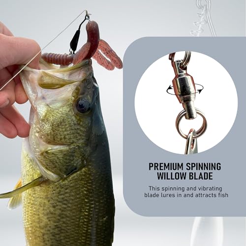 Reaction Tackle Tungsten Bladed Underspin Swimbait Hooks, Weighted Weedless Jig Heads for Bass, Pike, and Musky, Freshwater and Saltwater Fishing (3-Pack) - size: 3/8 Oz - 5/0 Hook