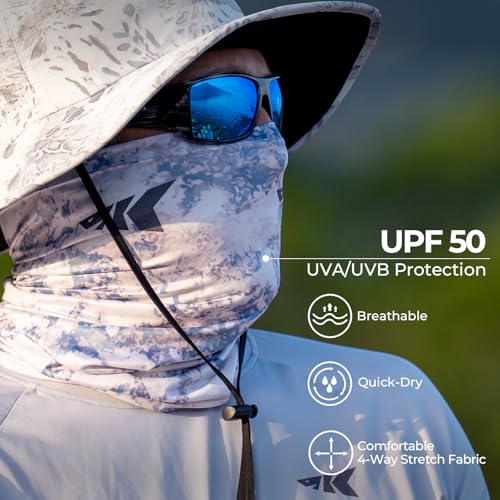 KastKing Sol Armis Neck Gaiter - UPF 50 Face Mask - UV Sun Protection Mask for Men & Women, Fishing, Hiking - color: G: Boulder Storm Clouds
