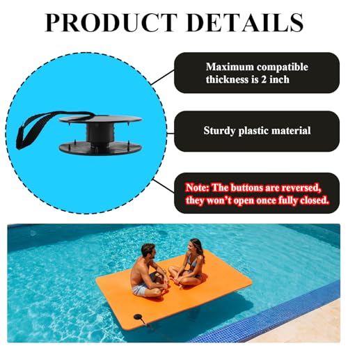13Ft Adjustable Floating Water Mat Tether Kit(Exclude Mats) | Portable Lily Pad Anchor Accessories Floating Mat Holder Grommet with Adjustable Tow Rope for All Foam Water Pads