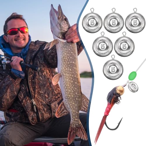 Shimeyao 18 Pieces Disc Sinkers Fishing Weights No Roll Disc Fishing Sinkers Weights for Saltwater Trolling Surf Tackle - size: 5oz