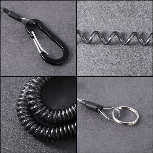 Dimeho Retractable Safety Coiled Lanyard Heavy Duty Fishing Lanyard Fishing Rod Tether Accessories - size: 1.5 m