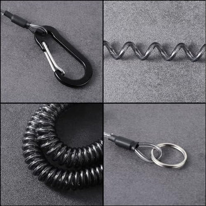 Dimeho Retractable Safety Coiled Lanyard Heavy Duty Fishing Lanyard Fishing Rod Tether Accessories - size: 1.5 m
