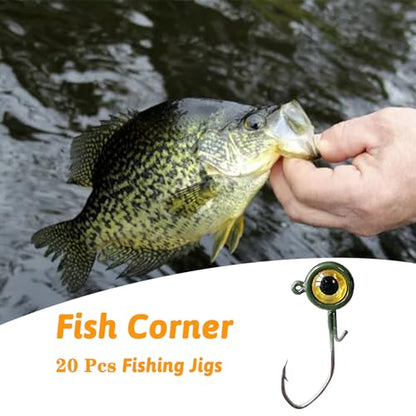 Crappie Jigs,20Pcs Crappie Jig Heads Fishing Jigs for Bass Fishing 1/32oz,1/16oz,1/8oz - color: Pumpkin-green, size: 1/16oz
