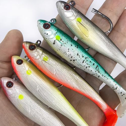 Kmucutie Pre-Rigged Soft Fishing Lures，All-Conditions Paddle Tail Swimbaits for bass and Walleye，Fishing Bait for Freshwater Saltwater - size: 2.7 INCH--0.23 OZ