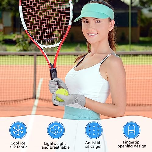 Hercicy 2 Pairs Women Sun Protection Summer UV Driving Gloves UPF 50+ Full Finger Touchscreen Non Slip Gloves - color: Light Grey, Purple