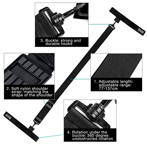 DONQL Fishing Rod Straps Holder Belt, Durable Fishing Rod Carry Straps Adjustable Length 30-54 Inch Fishing Poles Holder Strap Rod Shoulder Belt Travel Tackle Carrier for Freshwater Saltwater, Black
