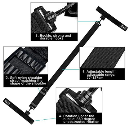 DONQL Fishing Rod Straps Holder Belt, Durable Fishing Rod Carry Straps Adjustable Length 30-54 Inch Fishing Poles Holder Strap Rod Shoulder Belt Travel Tackle Carrier for Freshwater Saltwater, Black
