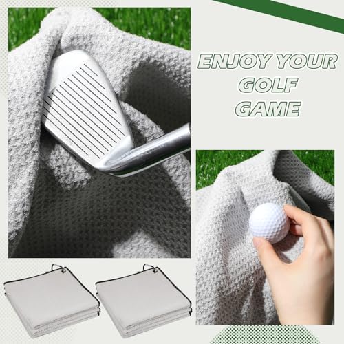 Batiyeer 30 Pcs Bulk Golf Towels for Golf Bags 16'' x 16'' Microfiber Fabric Golf Towel Waffle Pattern with Clip for Bags Men Mini Tournament Fitness Yoga Camping(Gray) - color: Gray
