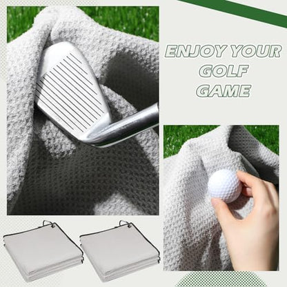 Batiyeer 30 Pcs Bulk Golf Towels for Golf Bags 16'' x 16'' Microfiber Fabric Golf Towel Waffle Pattern with Clip for Bags Men Mini Tournament Fitness Yoga Camping(Gray) - color: Gray