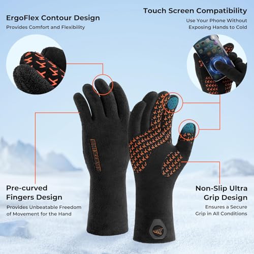 KastKing HydroSense Waterproof Fishing Gloves, 100% Waterproof and Breathable Cold Weather Fishing Gloves, Ideal for Ice Fishing, Winter Fishing & Outdoor Winter Sports, Fishing Gloves Men Women